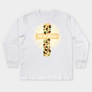 He is Risen (Large Print) Kids Long Sleeve T-Shirt